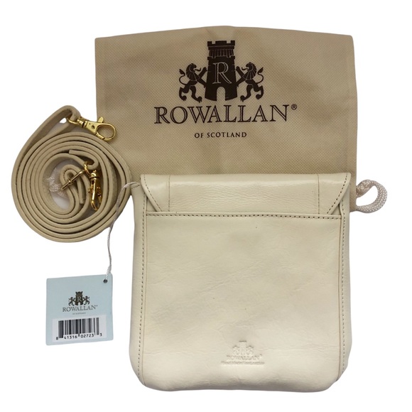 NEW Rowallan of Scotland Handmade Cream Leather Square Crossbody Bag - Picture 2 of 9